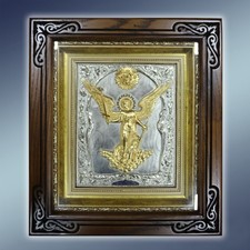 Guardian Angel Orthodox Icon Electroformed Relief Oak Wood Kiot 32x36cm picture