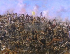 CUSTERS LAST STAND BATTLE OF LITTLE BIGHORN INDIAN WARS PAINTING 11X14 PHOTO picture