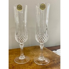 Cristal d'Arques Longchamp Champagne Flutes Set of 2 Lead Crystal France Vintage picture