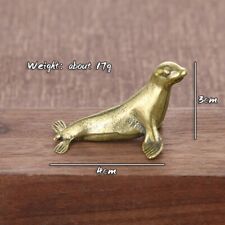 Pure Brass Sea Lion Figurine Sea Animal Seal Dolphin Statue Miniature Tea Pet picture
