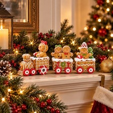 Christmas Gingerbread Man Train Figurine 9.25