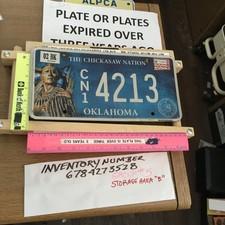 oklahoma license plate Chickasaw Nation Near Mint Condition ,ships Fast picture