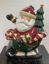 Vintage Debbie Mumm Santa's Spirit Ceramic Christmas Cookie Jar Sakura 12