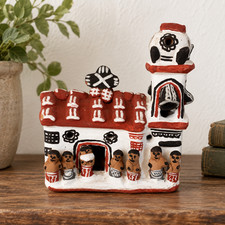 Vintage 1990s Peruvian Quinua-Style Folk Art Ceramic Church – Hand Painted  picture