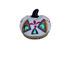 Day of the Dead Halloween Pumpkin white multicolor lighted 3x3x3in Table Decor picture