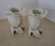 Pair Of 2 LENOX Floral Gallery Rose Candlesticks Candleholders 3.5 Inch picture