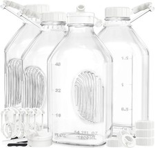 Glass Milk Bottles 64 oz with Handle Airtight Lids 1/2 Gal Jug 4 Pack picture