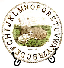 Antique 1891 Brownhill's Child's Alphabet Plate Sheep and Lamb picture