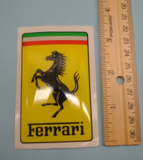 FERRARI GENUINE LARGE RECTANGULAR RESIN COATED EMBLEM STICKER picture