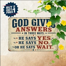 Funny Religious Quote God Gives Answers Faithful Christian Church Wall Plaque picture