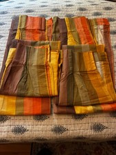 VINTAGE PINCH PLEATED DRAPES 4 PANELS 26 W X 43 L  WELL MADE USA COTTONSEE VIDEO picture