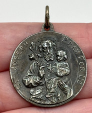 Vintage Saint Joseph Sterling Silver Religious Medal Pendant picture