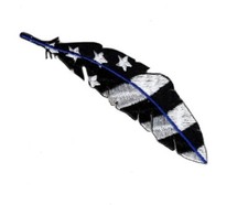 Feather USA Flag Thin blue Line Police Patriotic Iron on Patch (MTF2)  picture