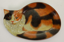 Cats by Nina Lyman Calico Cat Ceramic Shaped Plate Platter 9.5