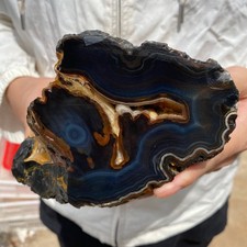 4.7LB Natural Banded Agate geode Quartz Crystal Rough mineral specimens Healing picture