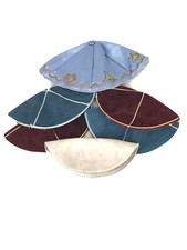 Vintage Yarmulke Caps Covers (1967, 1986,date Unknown) Lot of 6 picture