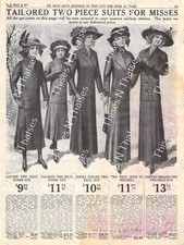 Vtg Paper Ad Misses Junior Two-Piece Suits Long Coats Edwardian 1911 Macy's picture
