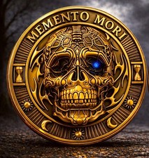 🔥Memento Mori Challenge Coin Skull Hourglass Dual-Sided Gothic Stoic Medallion picture