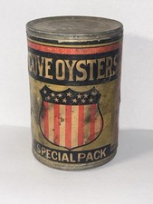 Antique J. S. Farren & Co.  - Cove OYSTER TIN CAN - Baltimore, MD paper label 4” picture