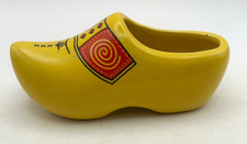 Vintage Yellow Ceramic Dutch Clog Shoe Souvenir Planter Trinket Holder Holland picture