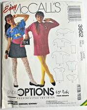 McCall's 3952 UNCUT Vintage 1988 Girls Knit Dress Top Cowl Sewing Pattern Large picture