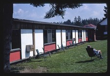 Stevensville Hotel Swan Lake New York 1960s motel exterior lounging area picture