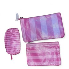 Vintage Victoria's Secret Pink Striped Travel Bag 3 pack Set NWT picture