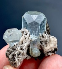 58 Carat Diamond Cut Aquamarine Crystal Specimen From Skardu Pakistan picture