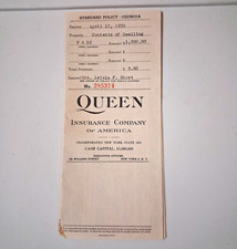 Queen Insurance Company of America Standard Policy Georgia 1951 Signed Document picture