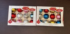 VTG Coby Glass 1.75” Ornaments 2 Boxes Various Colors Glass Christmas Ornaments picture