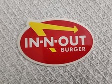 Vtg. In N -Out -Burger Classic Sticker With Arrow In Red & Yellow Oval 4