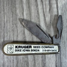 Vintage Colonial Advertising Pocket Knife Kruger Seed Company Dike Iowa picture