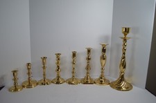 Baldwin Brass Hampton Brass Candlesticks Lot of 8 Vintage Mixed Candle Holders picture