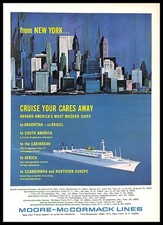 1964 Moore McCormack Lines Vintage PRINT AD Cruise Travel Ocean Liner picture