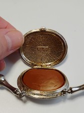 Vintage 1973 Estee Lauder Moonsilver Solid Perfume Locket Pendant Necklace Full picture