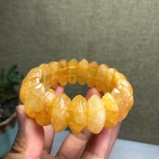 82g Rare Natural yellow gum flower Crystal Hand cut polish bracelet A6152 picture