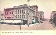 Lithograph Decatur IL Street Scene Cheap Charley Hat Store early 1900s picture