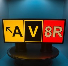 AV8R Aviation LED Lighted Sign | 3D Printed Aviator Desk Decor | USB-C Powered picture