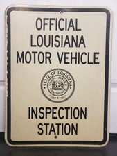 Vintage Louisiana State Motor Vehicle Inspection Station Brake Tag Metal Sign picture