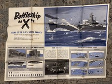 Org 1943 WWII NEWSMAP Map Wall Poster Battleship X The USS South Dakota 37x48 picture