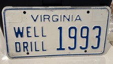 Exp Va Vanity Personalized License Plate Well Driller 1993 Virginia Man Cave Tag picture