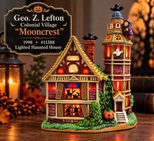 VTG 1998 Geo Z Lefton Colonial Village Mooncrest #11588 Lighted Haunted House picture