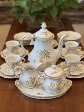 Antique Lyngby Guldregn Danish Porcelain Tea Set Gold Rain Denmark 36 Piece MINT picture