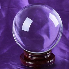LONGWIN 200MM Clear Crystal Ball Meditation Glass Sphere Photo Prop Free Stand picture