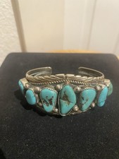 NAVAJO NON-STERLING SILVER AND TURQUOISE BRACELET SOLD AS IS picture
