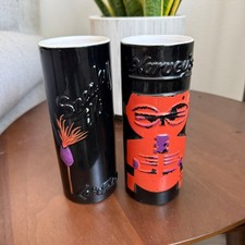 Lot of 2 Vintage Harvey's Lake Tahoe Sneaky Tiki's Black Ceramic Tall Cups Rare picture