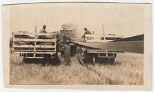 c1910s Threshing Machine Crew Grain Wagons Farm Harvest Antique Photo picture