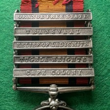 Queen’s South Africa (QSA) Medal | Boer War | 5 Clasps | 3468 Pte J. Moore picture