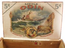 VIKING ~ Little Odin ~  Cigars Antique Wood Box picture