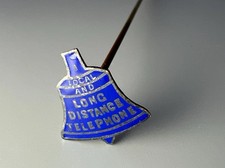 Antique Sterling Enamel Hatpin AT&T Local and Long Distance 7” Advertising Bell picture